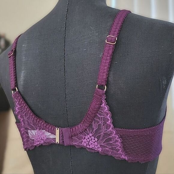 Chantelle Opéra fig/blackberry Stretch Lace Demi Bra 38B - Picture 7 of 16
